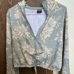 Hurley Floral Print Swim Coverup - Blue and White